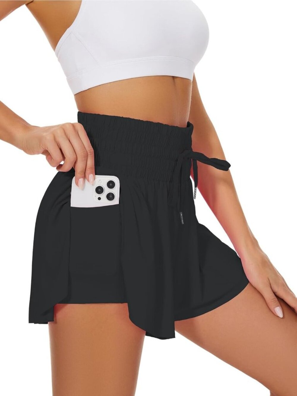 High Waist Flowy Athletic Shorts for Women | High Rise Workout & Gym Butterfly